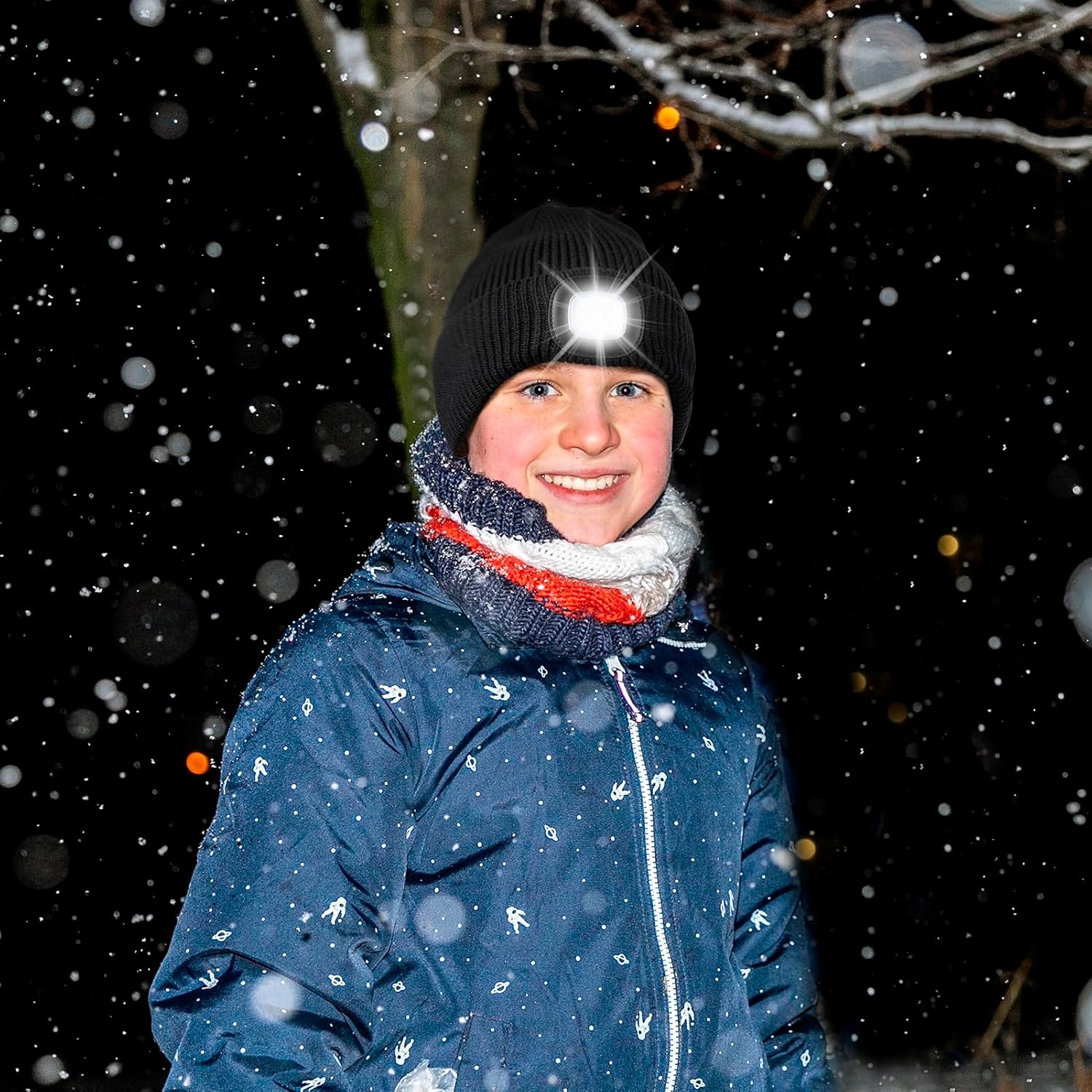 image:imageEtsfmoa Hat with Light for KidsFleece Lined Knit Beanie for Boys and GirlsBlue