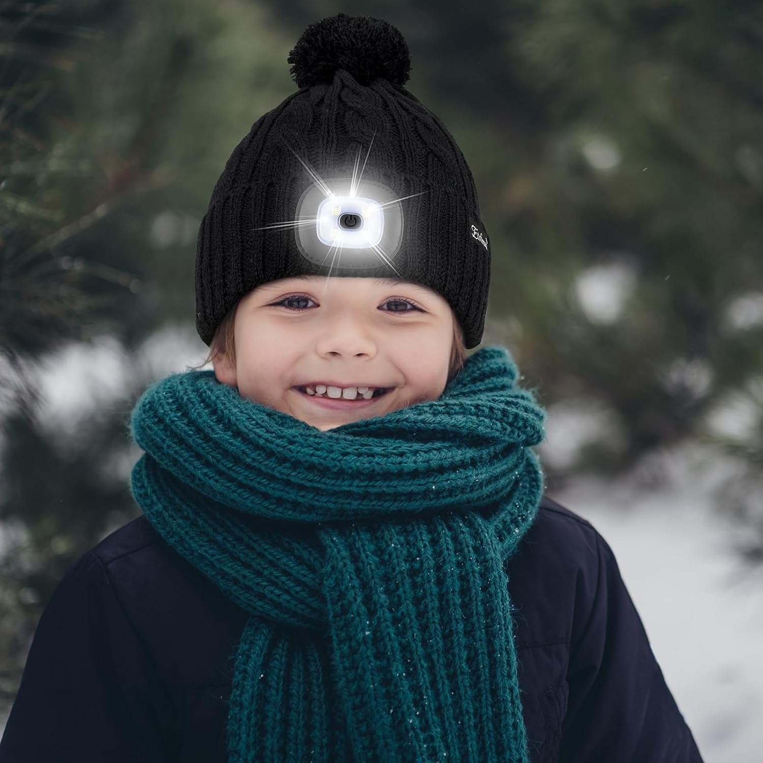 image:imageEtsfmoa Hat with Light for KidsWinter Knitted BeanieGifts for Boys GirlsGrey