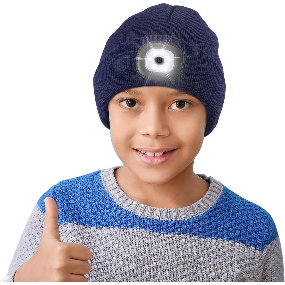 image:imageEtsfmoa Beanie with The Light for KidsGifts for Boys GirlsWinter CapsNavy Blue