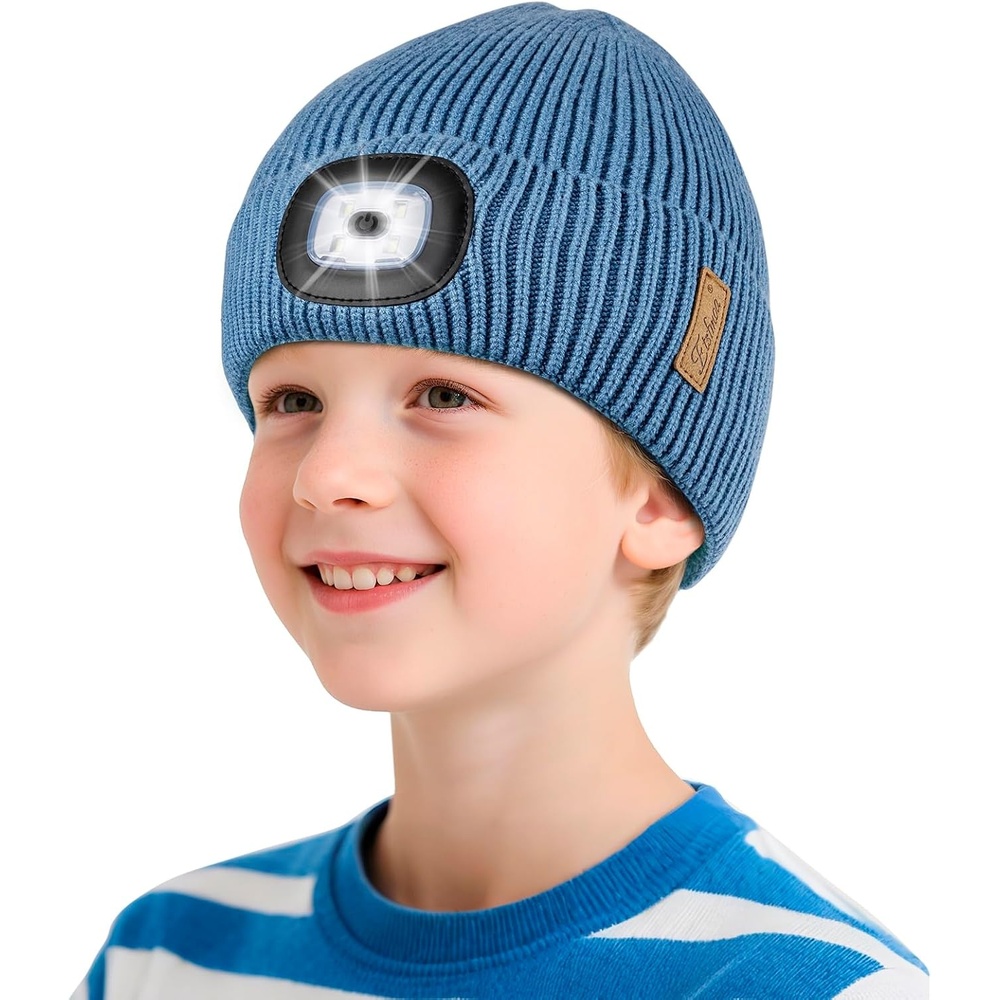image:imageEtsfmoa Hat with Light for KidsFleece Lined Knit Beanie for Boys and GirlsBlue