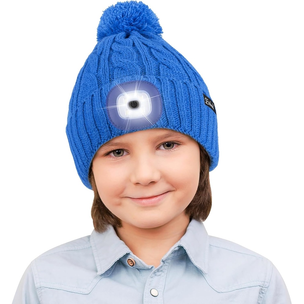 image:imageEtsfmoa Hat with Light for KidsWinter Knitted BeanieGifts for Boys GirlsBlue