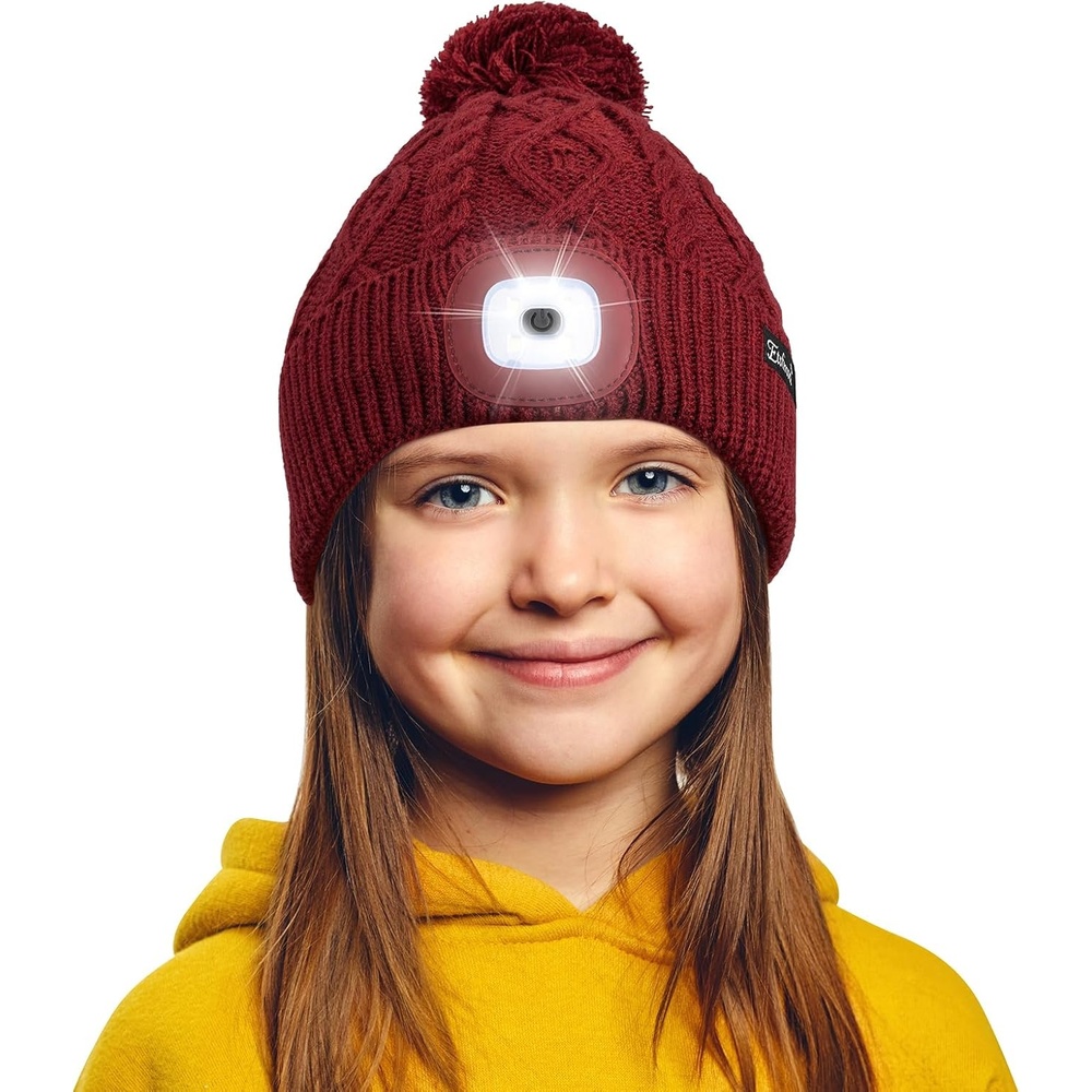 image:imageEtsfmoa Hat with Light for KidsWinter Knitted BeanieGifts for Boys GirlsRed