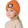 Etsfmoa Hat with Light for Kids,Fleece Lined Knit Beanie for Boys and Girls(Orange)