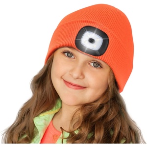 Etsfmoa Beanie with The Light for Kids,Gifts for Boys Girls,Winter Caps(Bright Orange)