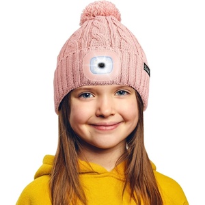 Etsfmoa Hat with Light for Kids,Winter Knitted Beanie,Gifts for Boys Girls(Pink)