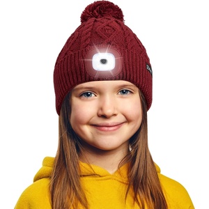 Etsfmoa Hat with Light for Kids,Winter Knitted Beanie,Gifts for Boys Girls(Red)